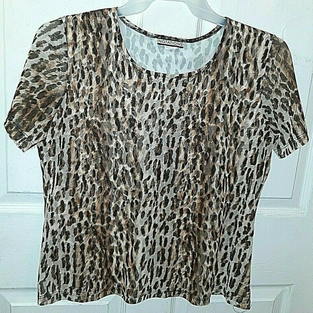 NOTATIONS Women's Short Sleeves, Round Neck, Anima